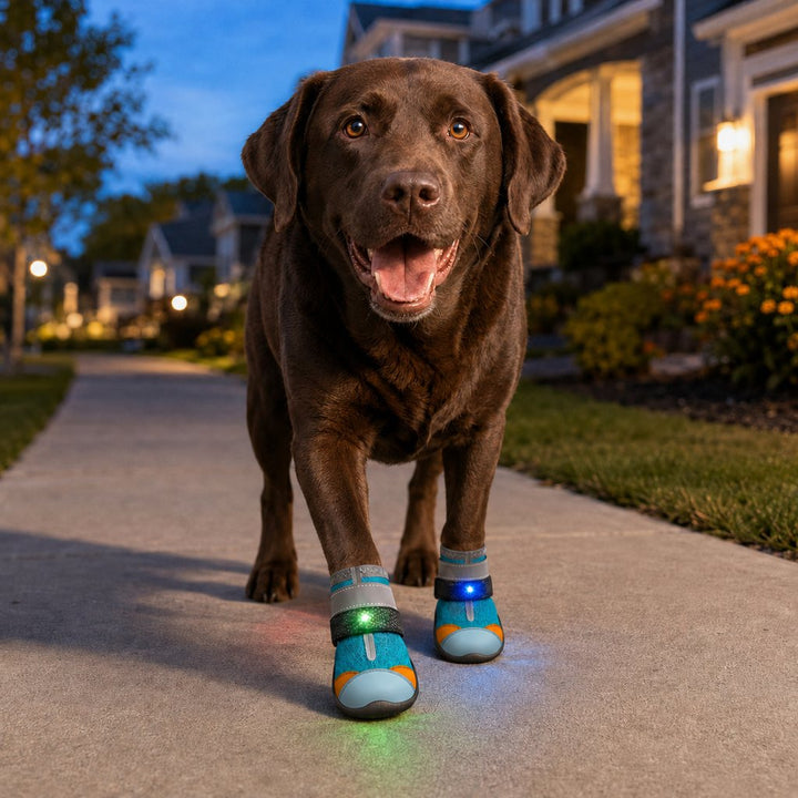Motion-Activated LED Dog Boots for Night Walks