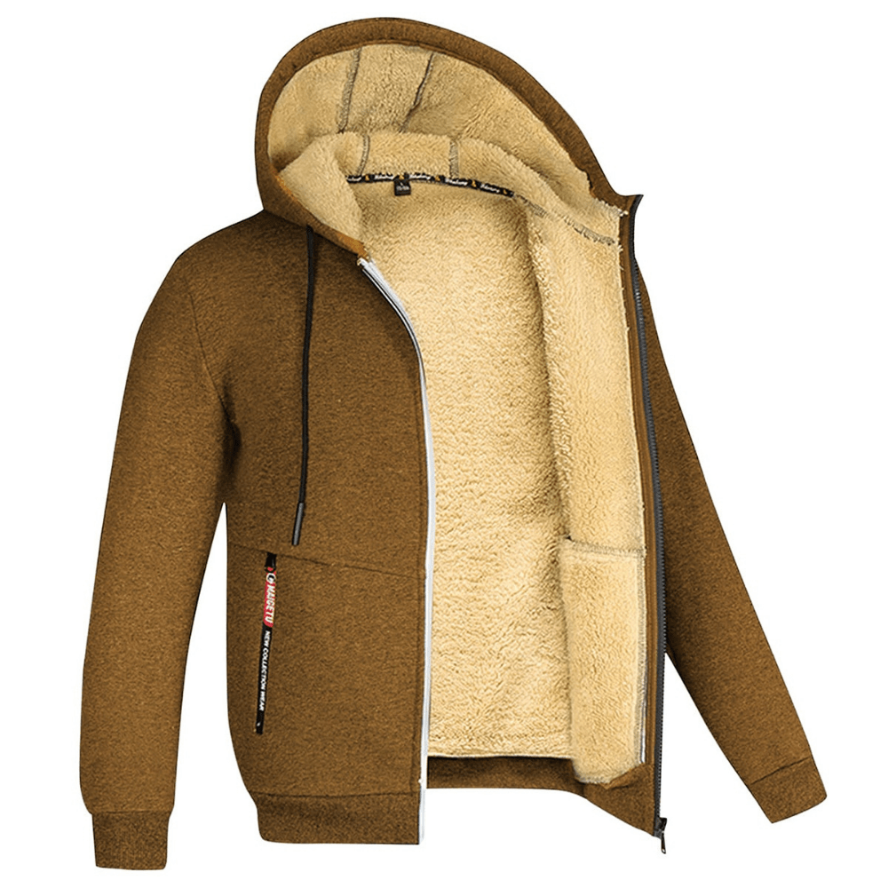 Lined Hooded Sweatshirt for Men in Brown
