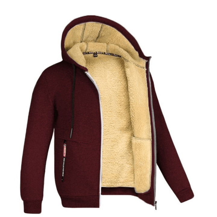 Lined Hooded Sweatshirt for Men in Dark Red