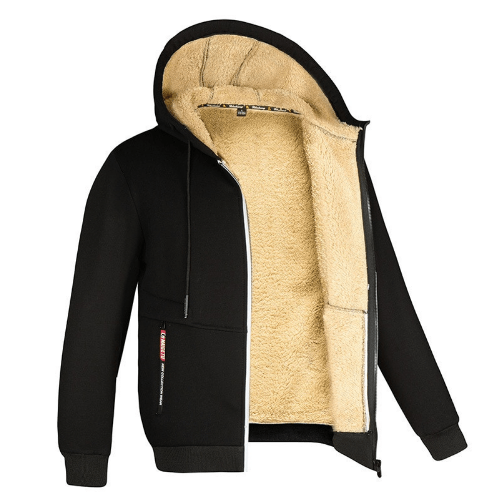 Lined Hooded Sweatshirt for Men in Black