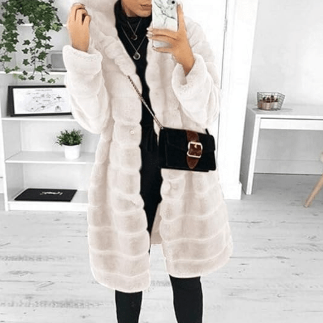 Women's Hooded Coat for Autumn and Winter in White