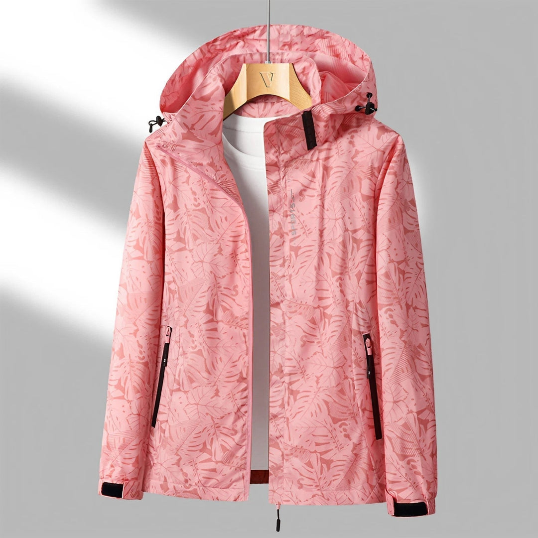Women's Hooded Jacket in Leaf Print