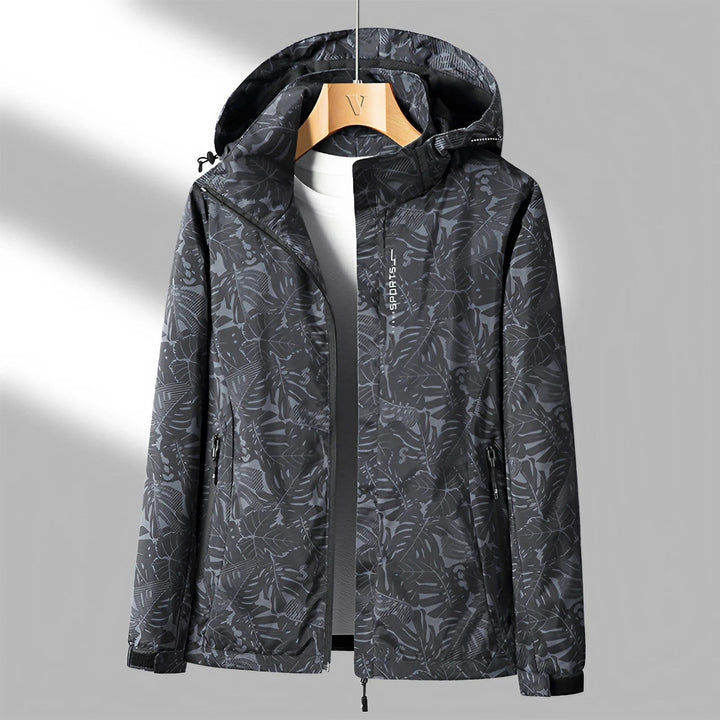 Women's Hooded Jacket in Leaf Print