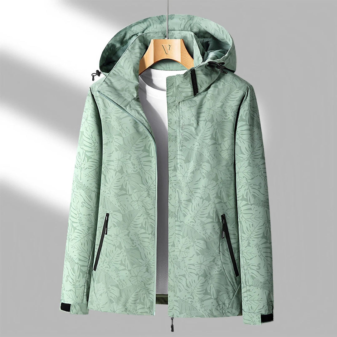 Women's Hooded Jacket in Leaf Print