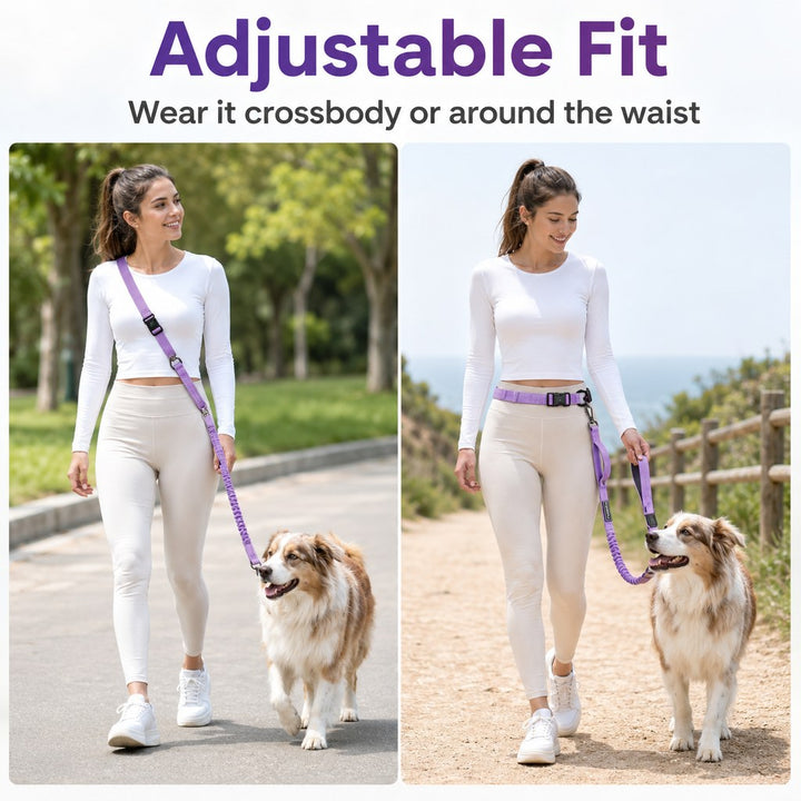 Hands-Free Shock-Absorbing Dog Leash for Running, Walking & Car Travel