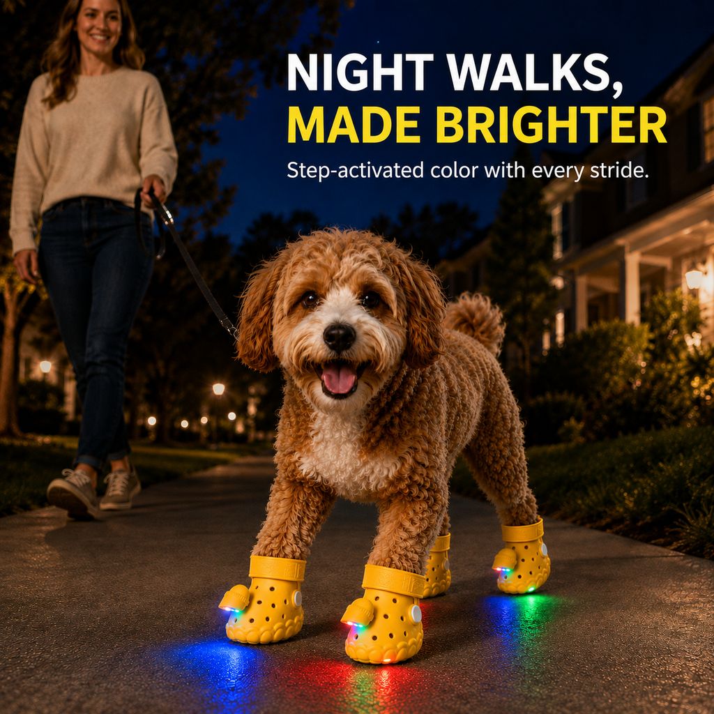 Step-Activated RGB Light-Up Dog Boots for Night Walks