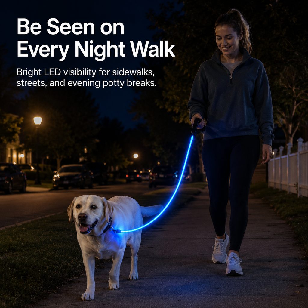 NightGlow LED Light-Up Dog Leash for Night Walks