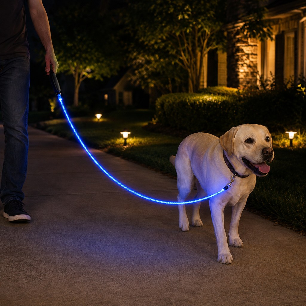 NightGlow LED Light-Up Dog Leash for Night Walks