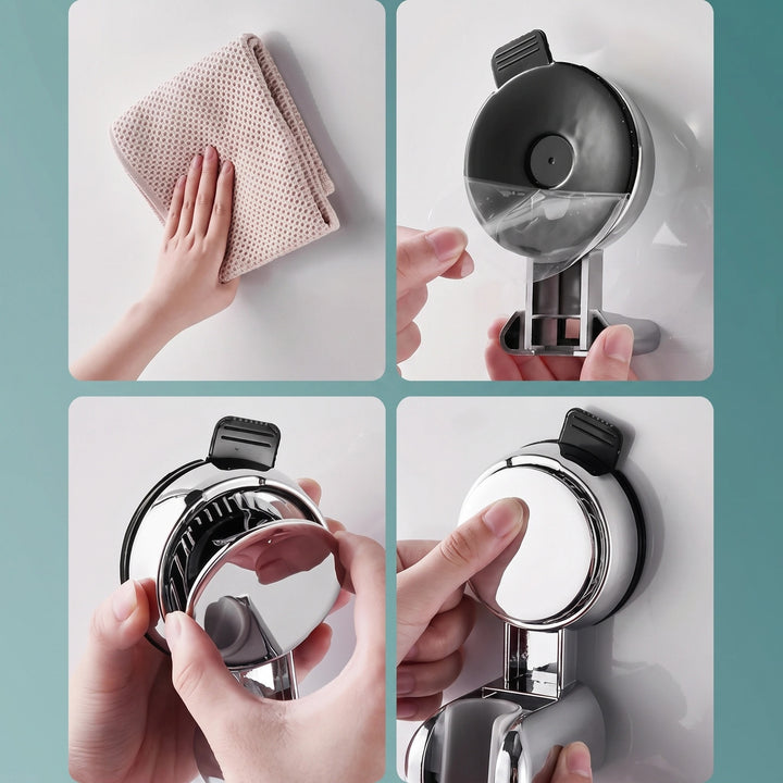 No Drill Shower Head Holder with Adjustable Angle and Suction Wall Mount
