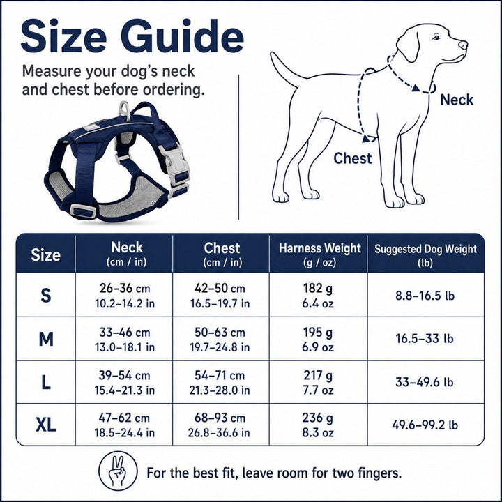 Reflective Dog Harness for Night Walks, Daily Park Walks & No-Neck-Pull Comfort