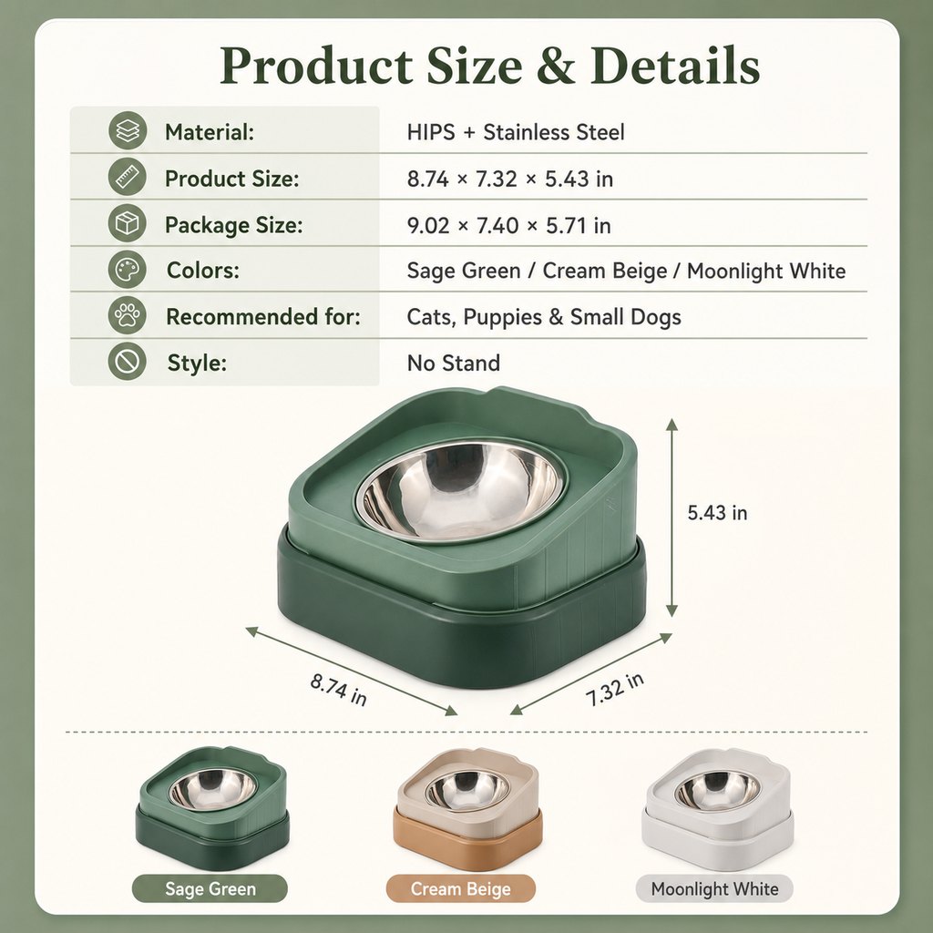 Adjustable Elevated Slow Feeder Pet Bowl for Cats & Small Dogs