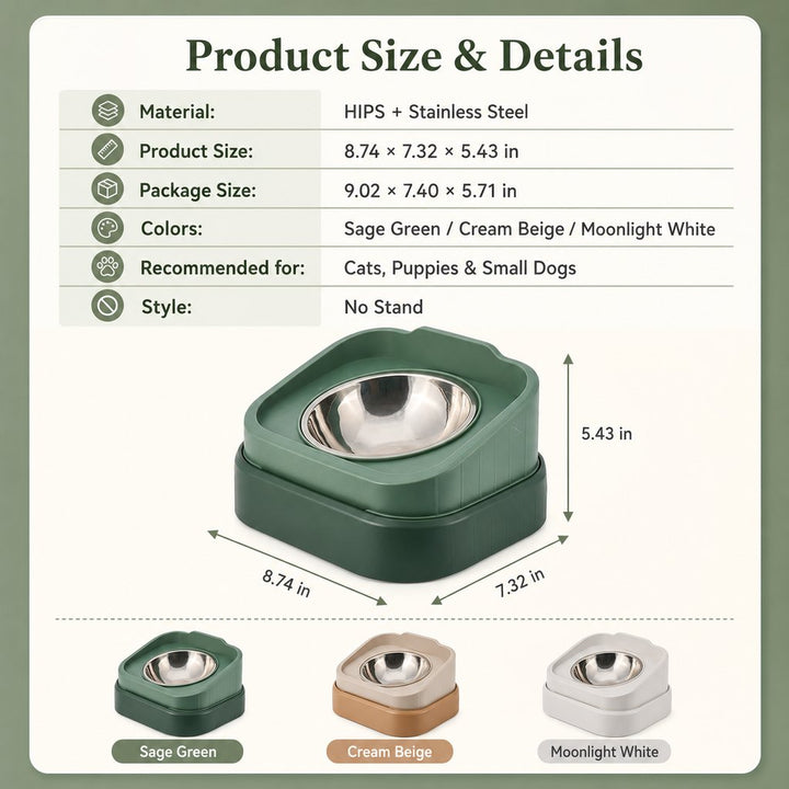 Adjustable Elevated Slow Feeder Pet Bowl for Cats & Small Dogs