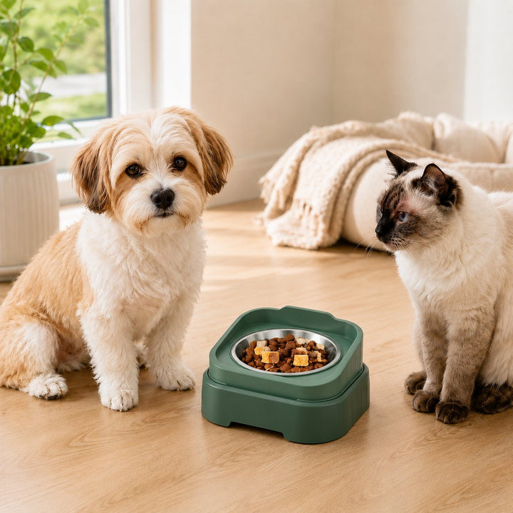 Adjustable Elevated Slow Feeder Pet Bowl for Cats & Small Dogs