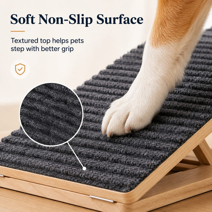Foldable Wooden Dog Stairs for Small Dogs | Non-Slip Pet Ramp for Sofa, Bed & Indoor Steps
