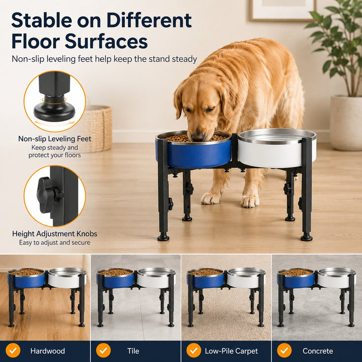 Adjustable Raised Dog Bowl Stand for Home Feeding
