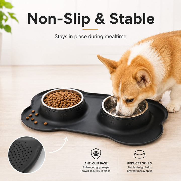 Spill-Proof Dual Pet Bowl for Cats & Dogs | Mess-Free Food & Water Station for Cleaner Floors