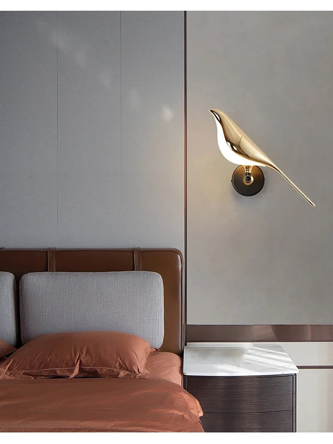 Nordic Golden Bird LED Wall Sconce - Adjustable Angle, Creative Design