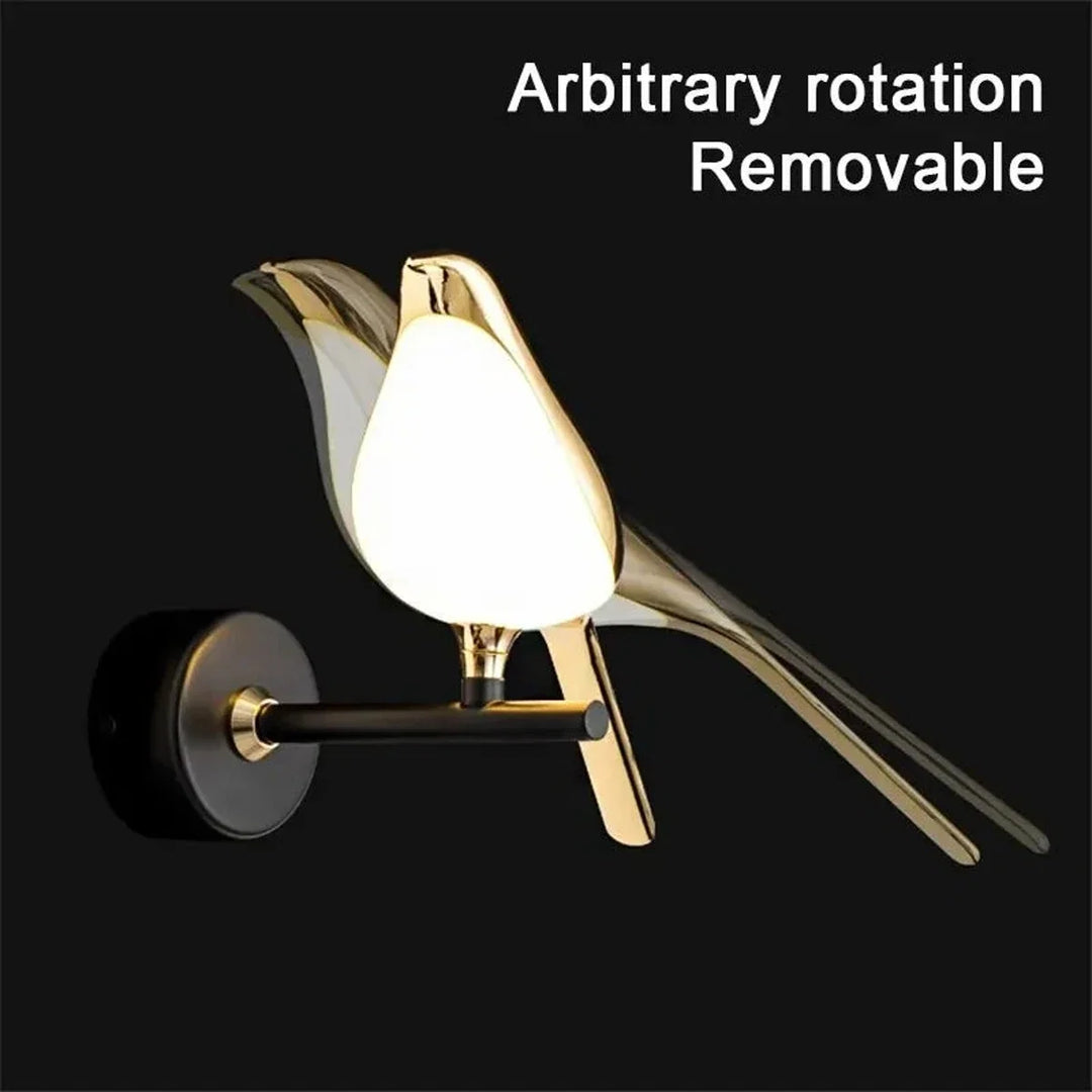 Nordic Golden Bird LED Wall Sconce - Adjustable Angle, Creative Design