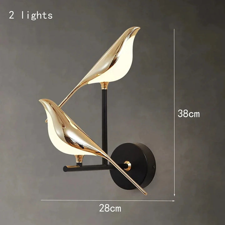 Nordic Golden Bird LED Wall Sconce - Adjustable Angle, Creative Design