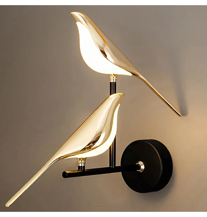 Nordic Golden Bird LED Wall Sconce - Adjustable Angle, Creative Design