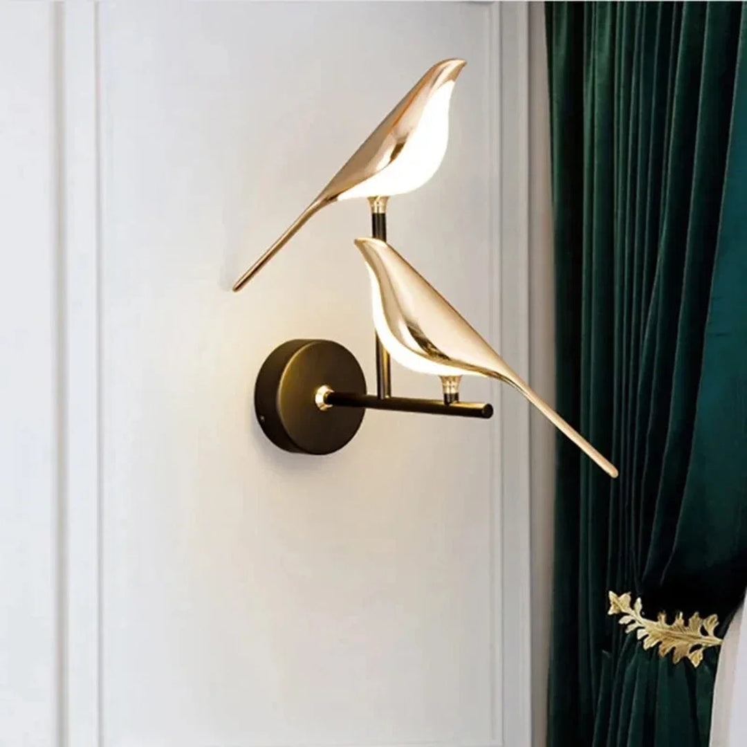 Nordic Golden Bird LED Wall Sconce - Adjustable Angle, Creative Design