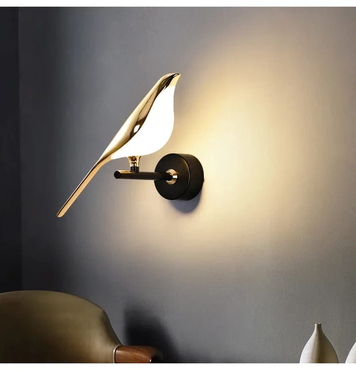 Nordic Golden Bird LED Wall Sconce - Adjustable Angle, Creative Design