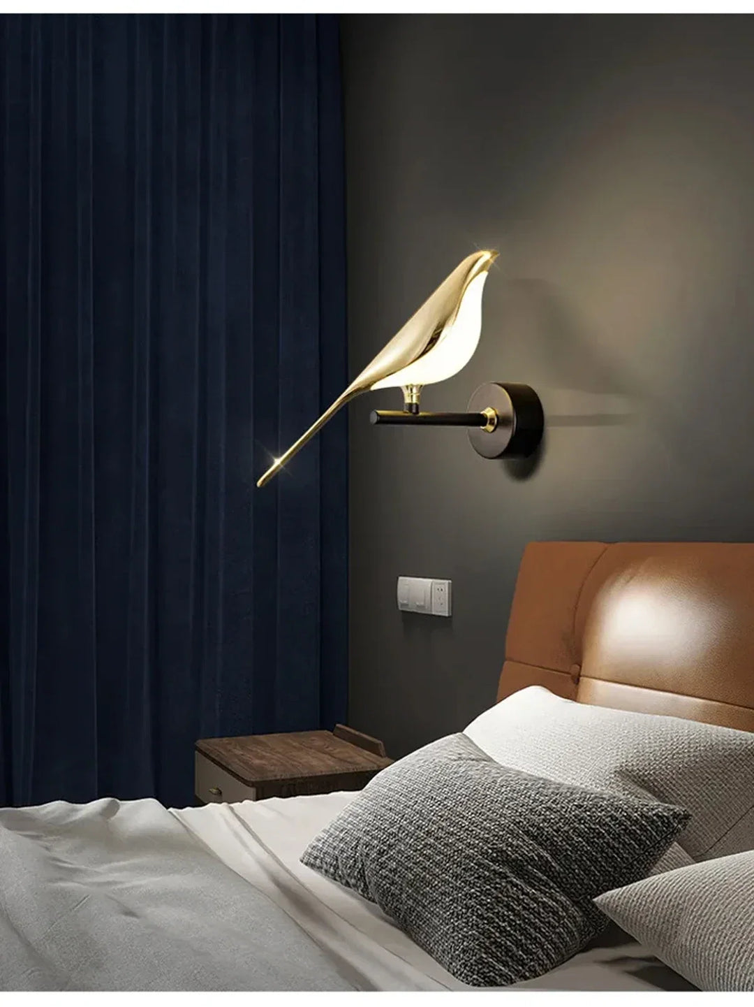 Nordic Golden Bird LED Wall Sconce - Adjustable Angle, Creative Design