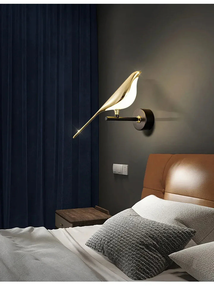 Nordic Golden Bird LED Wall Sconce - Adjustable Angle, Creative Design
