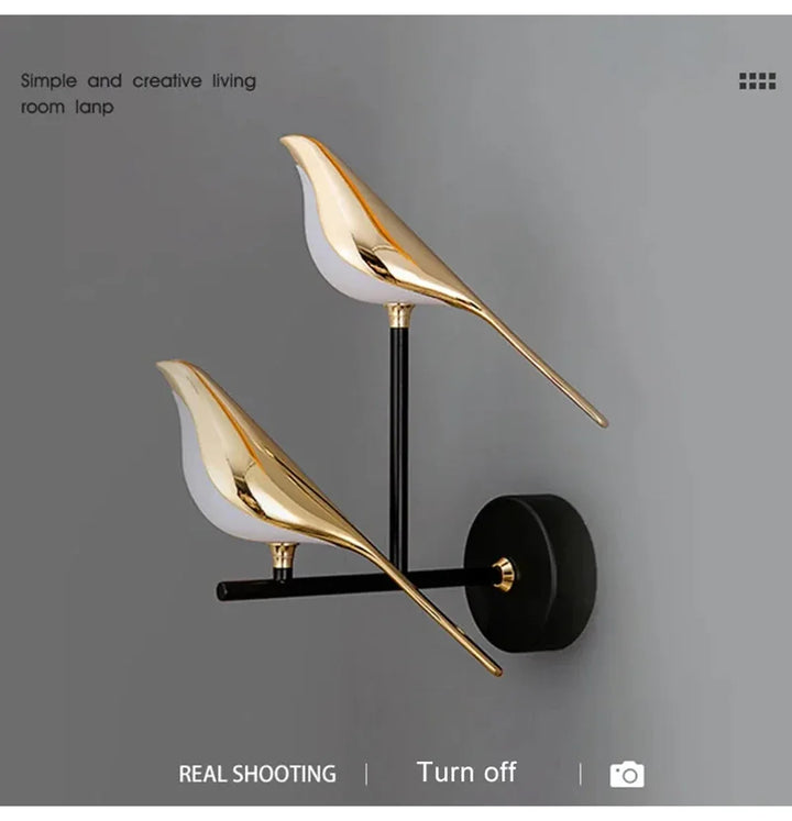 Nordic Golden Bird LED Wall Sconce - Adjustable Angle, Creative Design
