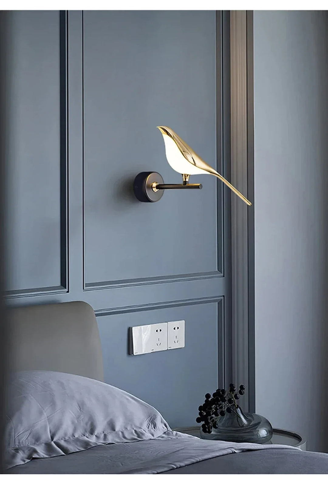 Nordic Golden Bird LED Wall Sconce - Adjustable Angle, Creative Design