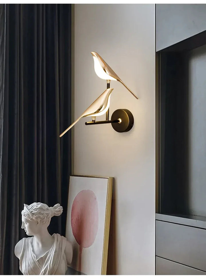 Nordic Golden Bird LED Wall Sconce - Adjustable Angle, Creative Design
