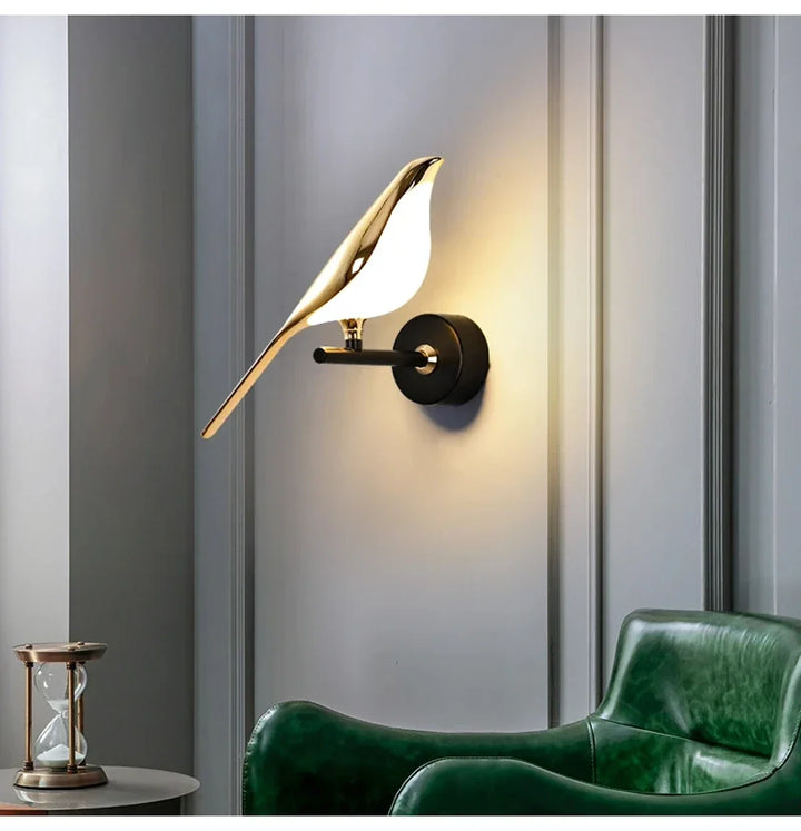 Nordic Golden Bird LED Wall Sconce - Adjustable Angle, Creative Design