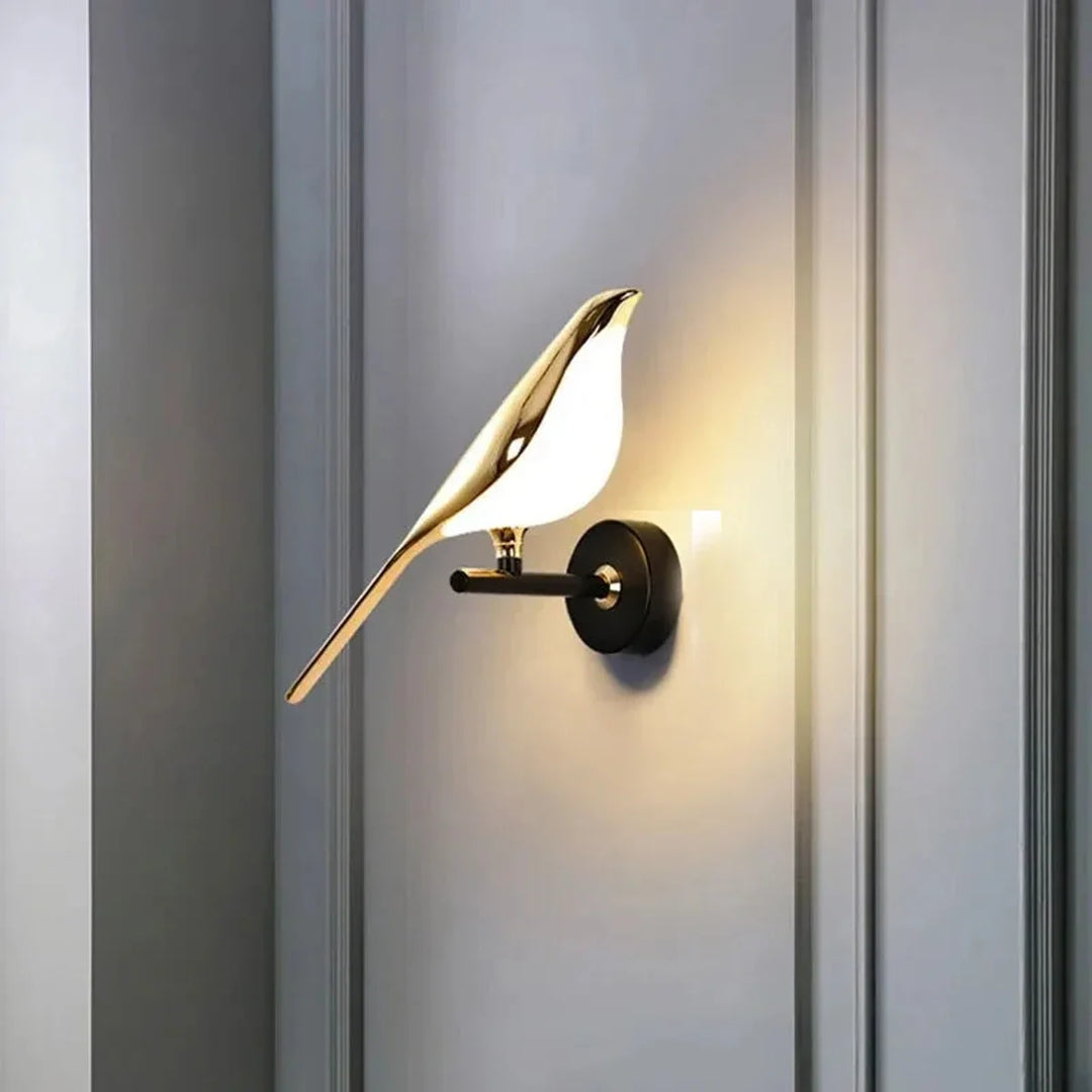 Nordic Golden Bird LED Wall Sconce - Adjustable Angle, Creative Design