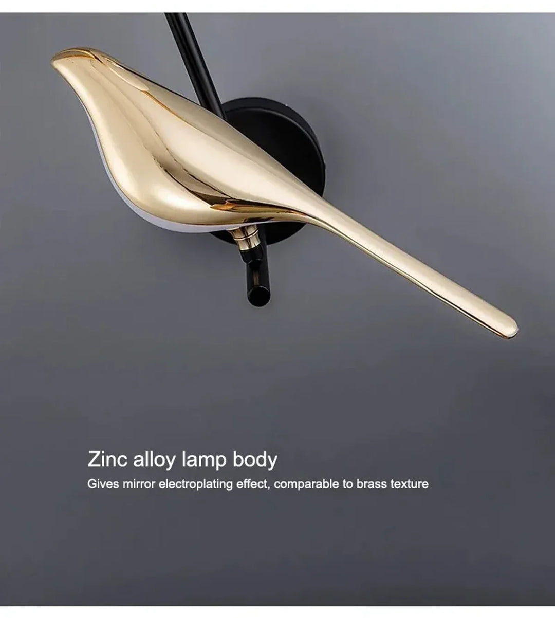 Nordic Golden Bird LED Wall Sconce - Adjustable Angle, Creative Design