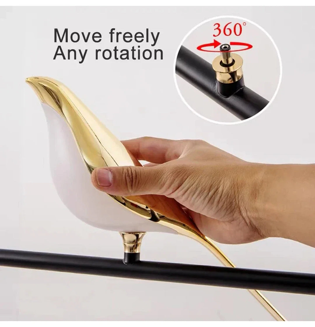 Nordic Golden Bird LED Wall Sconce - Adjustable Angle, Creative Design