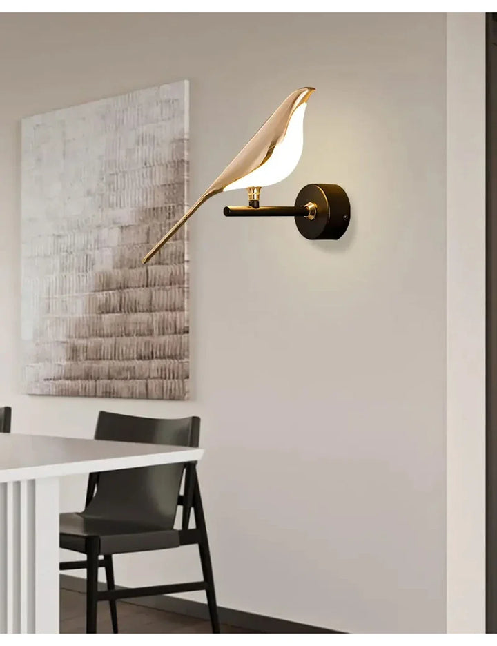 Nordic Golden Bird LED Wall Sconce - Adjustable Angle, Creative Design