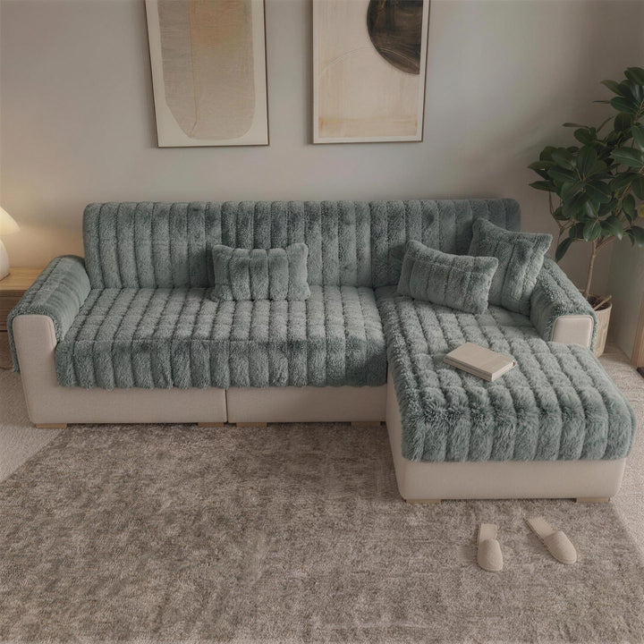 Water-resistant Fluffy Soft Furniture Protector Sectional Couch Cover-EverDry 0