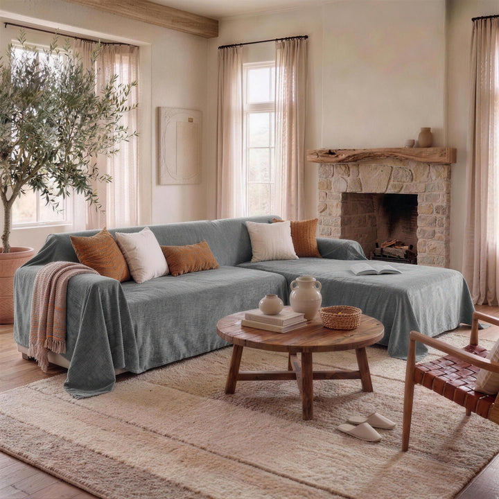 Soft and Waterproof Scratch-Resistant Non-Linting Throw  Sectional Couch Cover 1