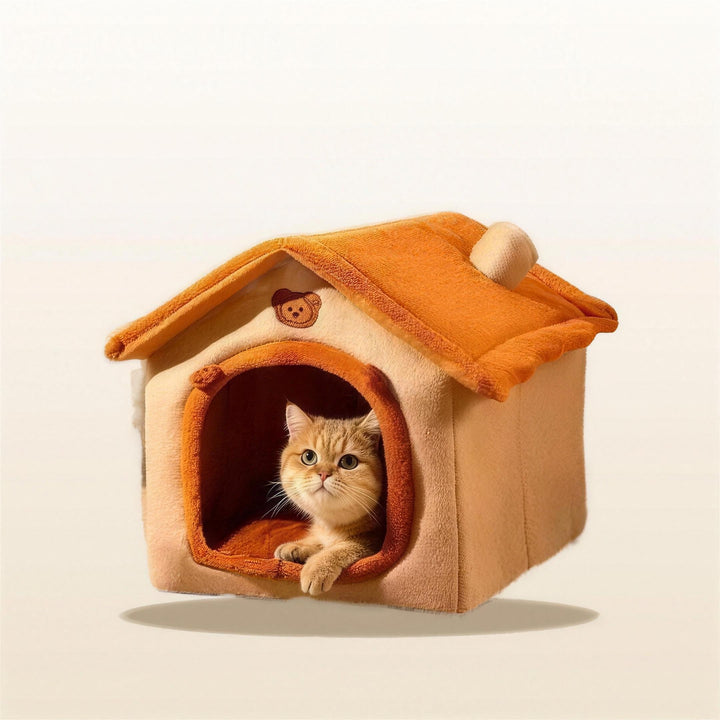 Cabin style pet bed for small dogs and cats