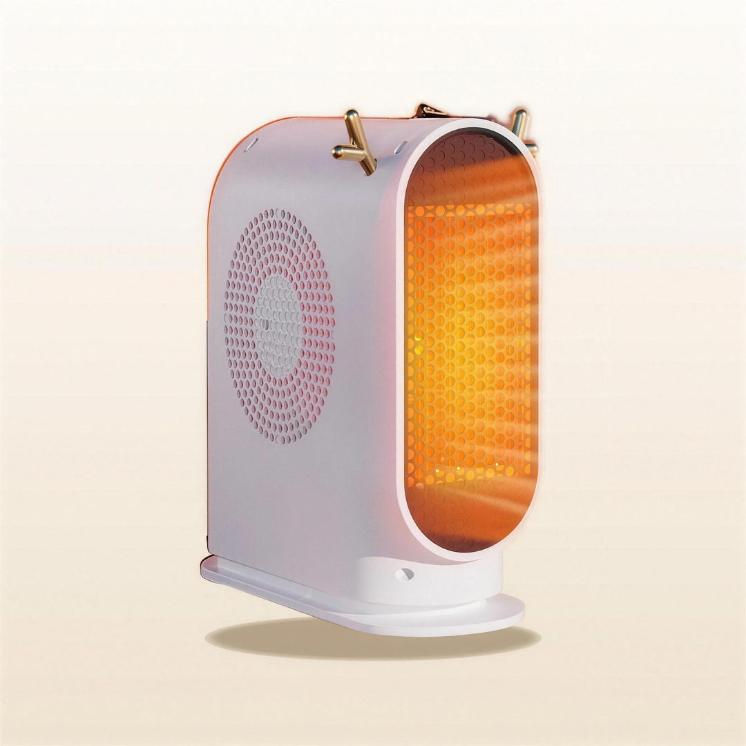 Compact 500W ceramic desk heater with thermostat