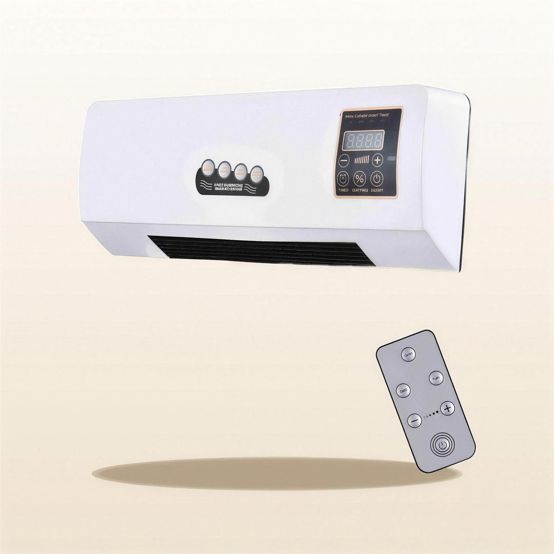 Wall mounted 2-in-1 heater and fan with digital display