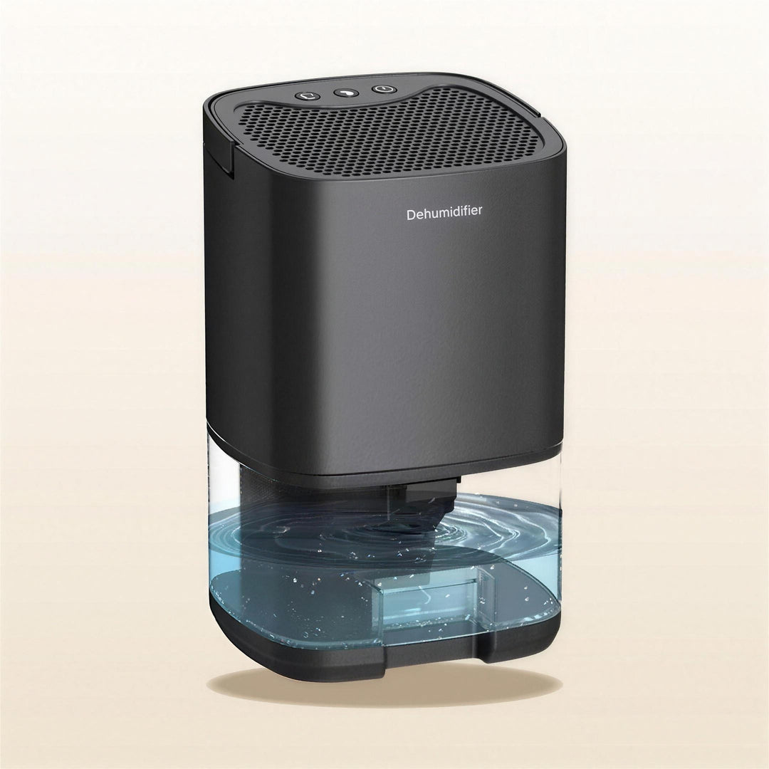 Compact quiet air dehumidifier with deodoriser