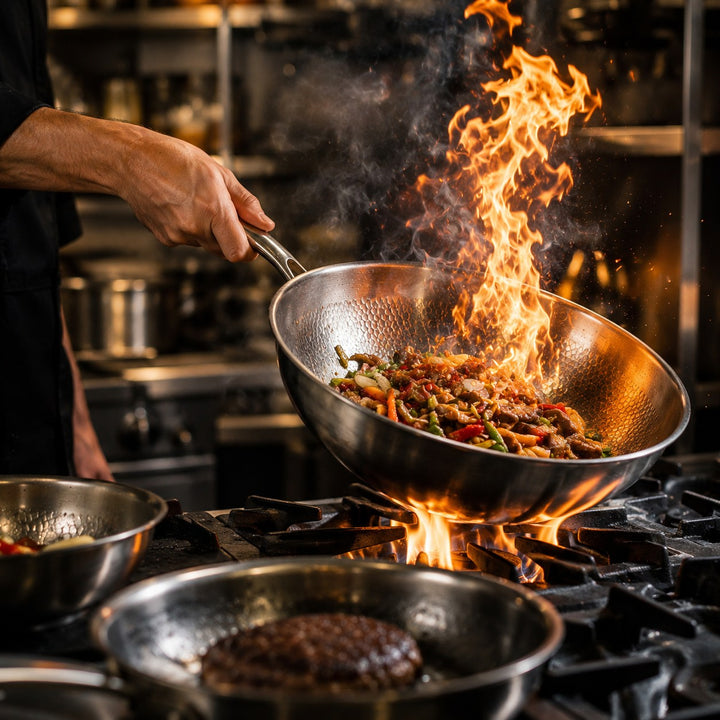 Titanium Wok | Hammered Uncoated Non-Stick Wok with Lid and Turner