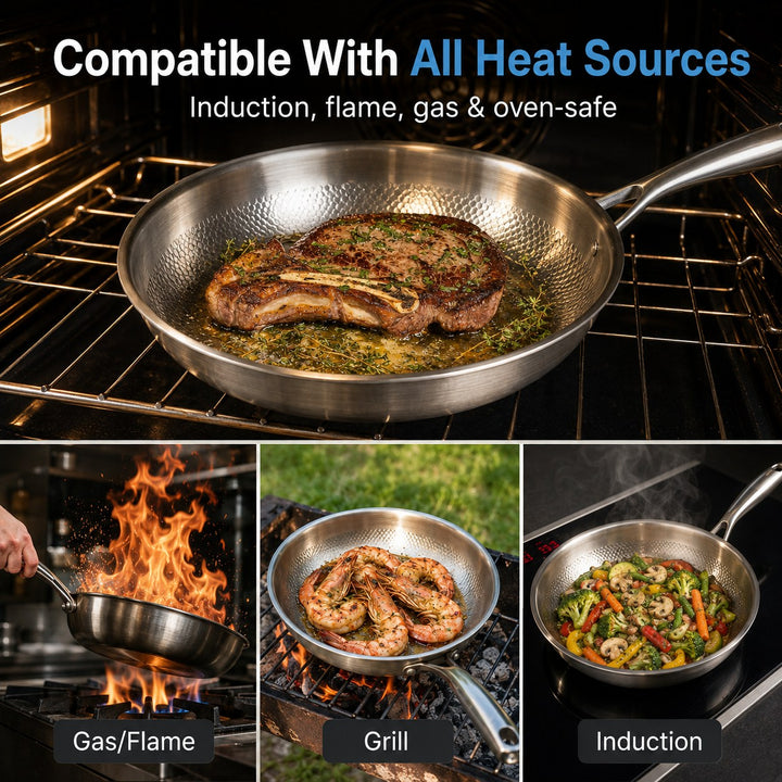 Titanium Wok | Hammered Uncoated Non-Stick Wok with Lid and Turner