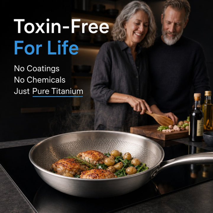 Titanium Wok | Hammered Uncoated Non-Stick Wok with Lid and Turner