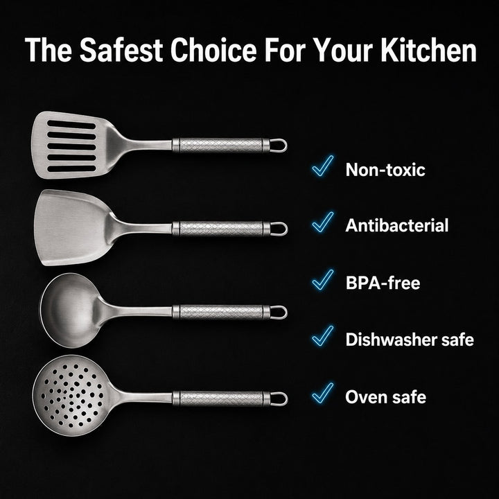 Titanium Kitchen Utensils | Spatula, Skimmer, Ladle and Turner