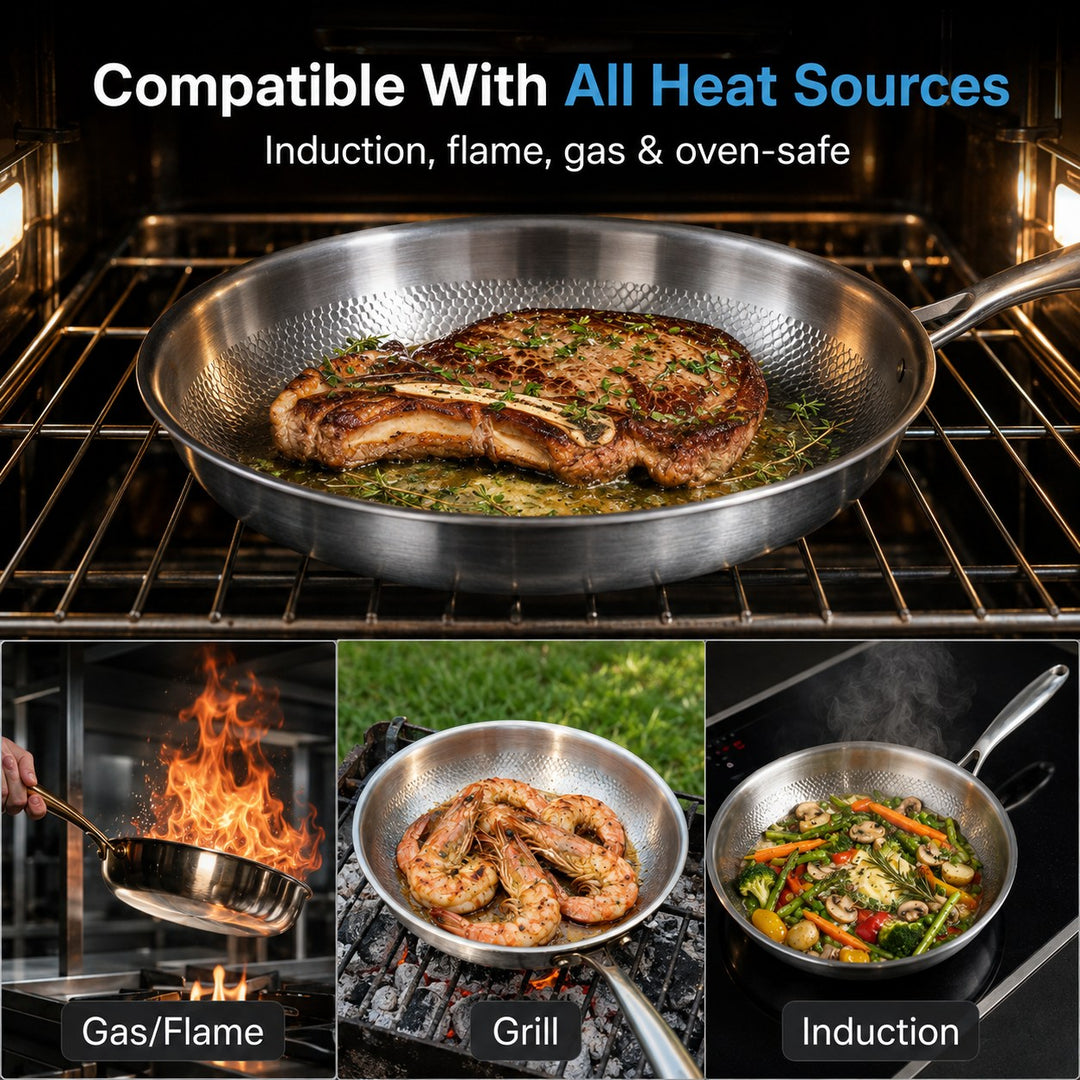 Titanium Frying Pan | Hammered Uncoated Non-Stick Pan