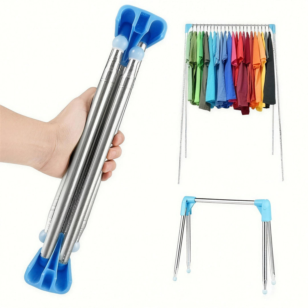 Telescopic Clothes Rail | Portable Folding Garment Rack for Drying and Storage