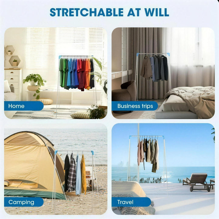 Telescopic Clothes Rail | Portable Folding Garment Rack for Drying and Storage