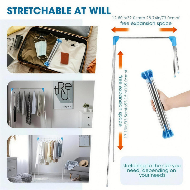 Telescopic Clothes Rail | Portable Folding Garment Rack for Drying and Storage